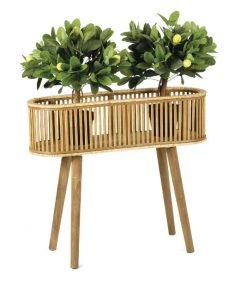 Support Pot Plante En Rotin Et Bambou