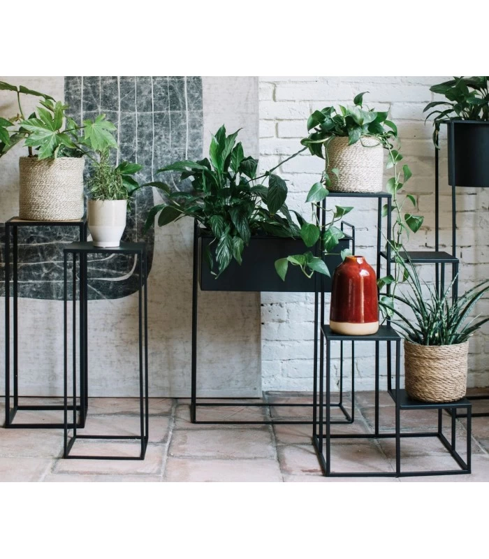 Support Pots Plantes Étagé En Métal Noir 4 Support Pots Plantes Étagé En Métal Noir – Image 2