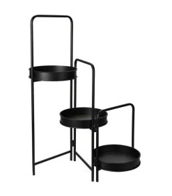 Support Pot Plante Triple Articulé Métal Noir