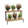 Support Pots Plantes étagé En Métal Noir Et Bois - 75x40x49cm -Produits Menagers Boutique support pots plantes etage en metal noir et bois 75x40x49cm