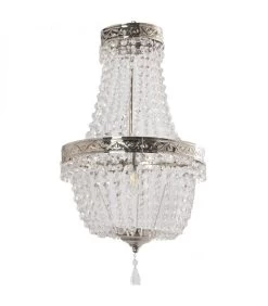 Suspension Baroque à Pampilles Acryliques Et Métal Argenté - 35x69cm -Produits Menagers Boutique suspension baroque a pampilles acryliques et metal argente 35x69cm 5