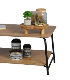 Table Basse Bois Et Métal Noir 2 Niveaux - 110x60x44cm -Produits Menagers Boutique table basse bois et metal noir 2 niveaux 110x60x44cm 2