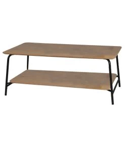 Table Basse Bois Et Métal Noir 2 Niveaux - 110x60x44cm