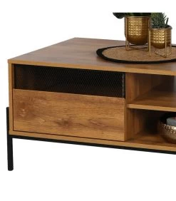 Table Basse Bois Et Métal Noir étagères Et Placard 100x55x45cm -Produits Menagers Boutique table basse bois et metal noir etageres et placard 100x55x45cm 2