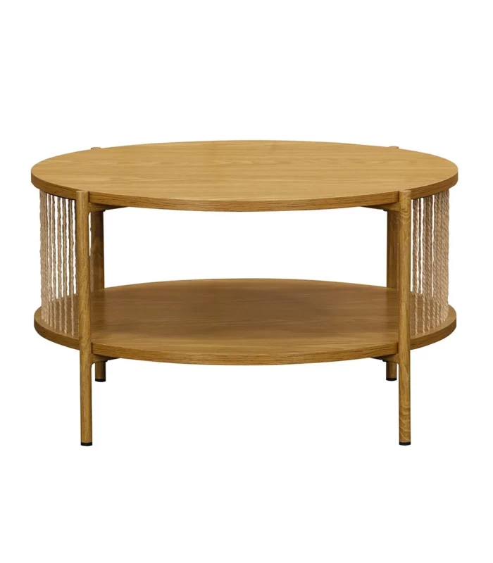 Table Basse En Bois, Métal Et Corde 74x74x41cm 4 Table Basse En Bois, Métal Et Corde 74x74x41cm – Image 2