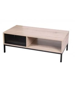 Table Basse En Bois Et Métal Grillagé Noir 1 Tiroir
