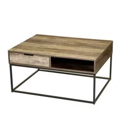 Table Basse En Bois Et Métal Noir 2 Tiroirs