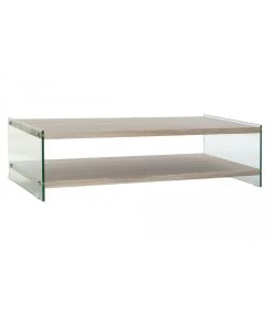 Table Basse Moderne Bois MDF Et Verre Trempé - 130x65x35.5cm