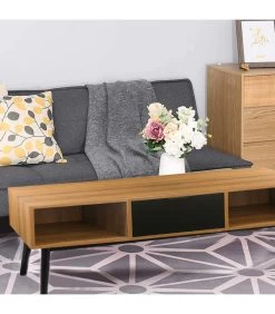 Table Basse Rectangulaire 2 Casiers Et 1 Tiroir Bois Et Noir 110x55x42.5cm -Produits Menagers Boutique table basse rectangulaire 2 casiers et 1 tiroir bois et noir 110x55x425cm 2