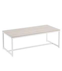 Table Basse Rectangulaire Bois Et Métal Blanc
