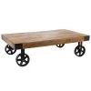 ATMOSPHERA Table Basse Rectangulaire En Bois Et Métal Style Industriel 117x70.5x34cm