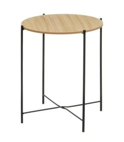 Table D'appoint Bout De Canapé Bois MDF Et Métal Noir 38x38x42cm