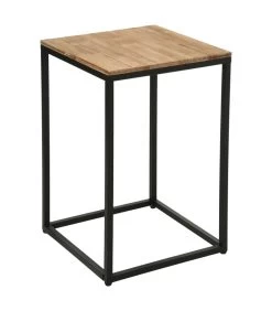 ATMOSPHERA Table D'appoint Carrée En Bois D'acacia Et Métal 42x42x65cm