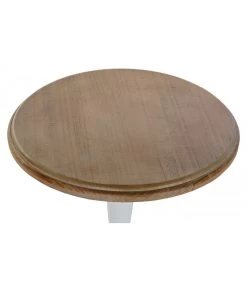 Table D'appoint Classique Ronde En Bois Blanc Et Plateau Bois - 50x50x54cm -Produits Menagers Boutique table d appoint classique ronde en bois blanc et plateau bois 50x50x54cm 2
