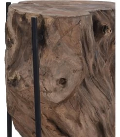 Table D'appoint En Bois Et Métal Noir Souche - 22x22x35cm -Produits Menagers Boutique table d appoint en bois et metal noir souche 22x22x35cm 1
