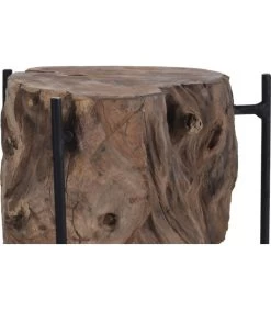 Table D'appoint En Bois Et Métal Noir Souche - 22x22x35cm -Produits Menagers Boutique table d appoint en bois et metal noir souche 22x22x35cm 2