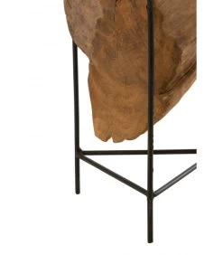 Table D'appoint En Teck Et Métal Noir Souche - 31x30x35cm -Produits Menagers Boutique table d appoint en teck et metal noir souche 31x30x35cm 4