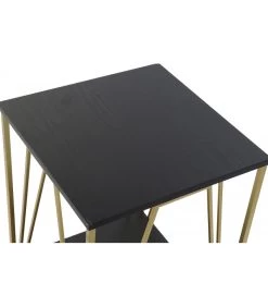 Table D'appoint Métal Doré Et Bois Noir - 41x41x63.5cm -Produits Menagers Boutique table d appoint metal dore et bois noir 41x41x635cm 2