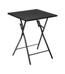 Table D'appoint Pliante Bois Et Métal Noir - 60x60x76cm