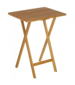 Table D'appoint Pliante En Bambou 49.5x37.5x65.5cm