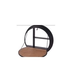 Table D'Appoint Rabattable Ronde En Métal Noir Et Bois -Produits Menagers Boutique table d appoint rabattable ronde en metal noir et bois 2