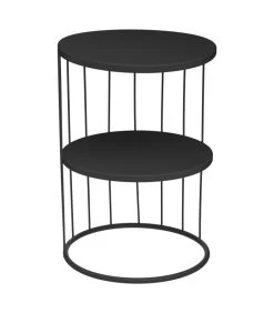 ATMOSPHERA Table D'appoint Ronde Bout De Canapé Métal Noir 36x36x52cm