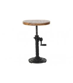 Table D'appoint Ronde Style Industriel Métal Noir Et Bois - 35x35x65cm -Produits Menagers Boutique table d appoint ronde style industriel metal noir et bois 35x35x65cm 1