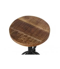Table D'appoint Ronde Style Industriel Métal Noir Et Bois - 35x35x65cm -Produits Menagers Boutique table d appoint ronde style industriel metal noir et bois 35x35x65cm 4