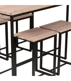Table De Bar + 4 Tabourets De Bar En Bois Et Métal Noir 7 Table De Bar + 4 Tabourets De Bar En Bois Et Métal Noir -Produits Menagers Boutique table de bar 4 tabourets de bar en bois et metal noir 2