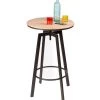 Table De Bar Ronde Style Industriel En Bois Et Métal Noir Ajustable -Produits Menagers Boutique table de bar ronde style industriel en bois et metal noir ajustable