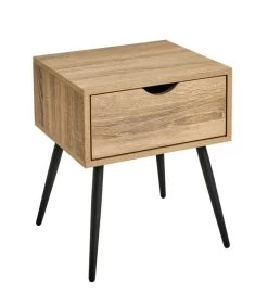 Table De Chevet 1 Tiroir Bois Et Noir 40x35x49.5cm