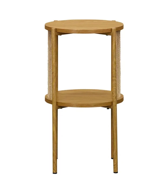 Table De Chevet 2 Plateaux Bois, Métal Et Corde 35x35x65cm 4 Table De Chevet 2 Plateaux Bois, Métal Et Corde 35x35x65cm – Image 2