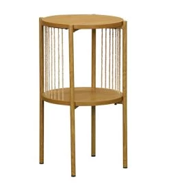 Table De Chevet 2 Plateaux Bois, Métal Et Corde 35x35x65cm