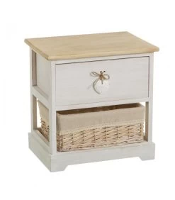 Table De Chevet Bois 1 Tiroir + 1 Panier