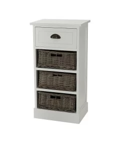 Table De Chevet Bois Blanc 4 Tiroirs Osier