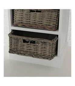 Table De Chevet Bois Blanc 4 Tiroirs Osier -Produits Menagers Boutique table de chevet bois blanc 4 tiroirs osier 3