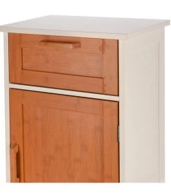 Table De Chevet Bois Et Blanc 1 Tiroir Et 1 Placard 40x30x70cm -Produits Menagers Boutique table de chevet bois et blanc 1 tiroir et 1 placard 40x30x70cm 2