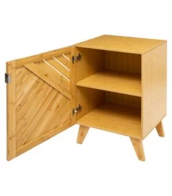 Table De Chevet Bois Et Porte Bambou - 45x38x70cm -Produits Menagers Boutique table de chevet bois et porte bambou 45x38x70cm 4