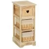 Table De Chevet En Bois 1 Tiroir Et 2 Paniers Country 26x32x63cm -Produits Menagers Boutique table de chevet en bois 1 tiroir et 2 paniers country 26x32x63cm