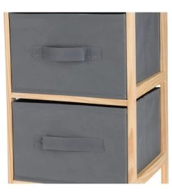 Table De Chevet En Bois Avec 2 Tiroirs Gris En Toile 27.5x25.5x46cm -Produits Menagers Boutique table de chevet en bois avec 2 tiroirs gris en toile 275x255x46cm 2