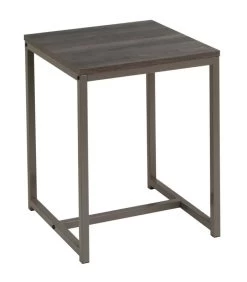 Table De Chevet En Bois Et Métal Gris 40x40x50cm