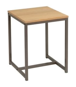 Table De Chevet En Couleur Bois Naturel Et Métal Gris 40x40x50cm
