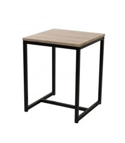 Table De Chevet En Métal Noir Et Bois