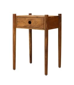 Table De Chevet épurée En Bois De Manguier 1 Tiroir - 63x38x45cm