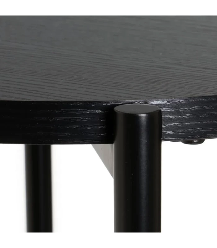 Table De Chevet Noire 2 Plateaux, Métal Et Corde 35x35x65cm 5 Table De Chevet Noire 2 Plateaux, Métal Et Corde 35x35x65cm – Image 3