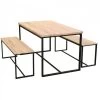 Table Salle à Manger En Bois Et Métal + 2 Bancs -Produits Menagers Boutique table salle a manger en bois et metal 2 bancs