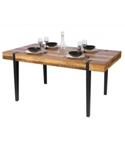 Table Salle à Manger En Bois Et Métal Noir- 160x90cm