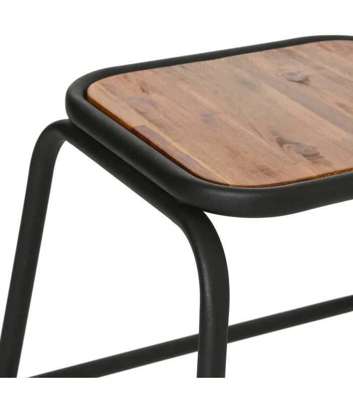 ATMOSPHERA Tabouret Bois D'acacia Et Métal 42x42x46cm 4 ATMOSPHERA Tabouret Bois D'acacia Et Métal 42x42x46cm – Image 2