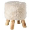 Tabouret Bois Et Fausse Fourrure Blanche -Produits Menagers Boutique tabouret bois et fausse fourrure blanche