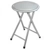 Tabouret D'appoint Pliable Métal Assise Similicuir Gris - 30x30x45cm -Produits Menagers Boutique tabouret d appoint pliable metal assise similicuir gris 30x30x45cm